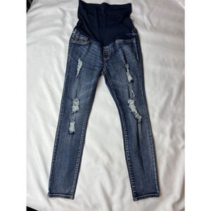 S.O.N.G. MATERNITY JEANS WOMENS MEDIUM BLUE SKINNY DENIM JEANS EUC